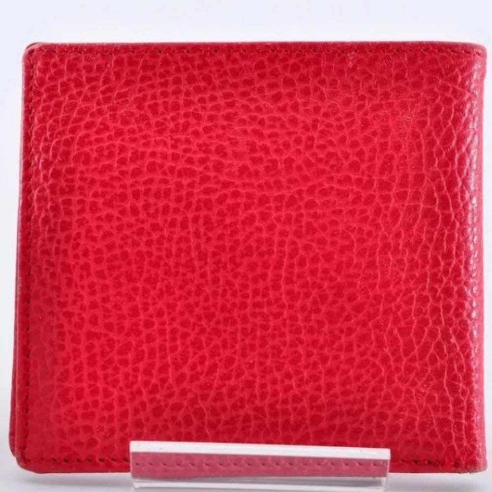 CHRISTIAN DIOR LOG PLATE BIFOLD RED LEATHER WALLET - Picture 12 of 13